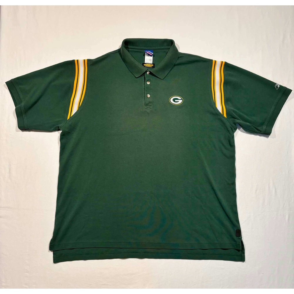 Reebok Green Bay Packers NFL Polo Shirt Mens 2XL Green PlayDry Moisture Wicking